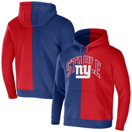Men New York Giants Blue Red Split Logo Pullover Hoodie Men New York Giants Blue Red Split Logo Pullover Hoodie