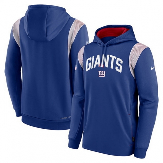 Men New York Giants Blue Sideline Stack Performance Pullover Hoodie 001 Men New York Giants Blue Sideline Stack Performance Pullover Hoodie 001