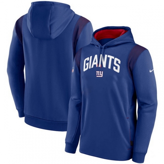 Men New York Giants Blue Sideline Stack Performance Pullover Hoodie 002 Men New York Giants Blue Sideline Stack Performance Pullover Hoodie 002