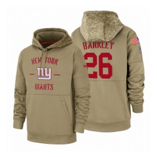 Mens New York Giants 26 Saquon Barkley 2019 Salute to Service Tan Sideline Therma Pullover Hoodie Mens New York Giants 26 Saquon Barkley 2019 Salute to Service Tan Sideline Therma Pullover Hoodie