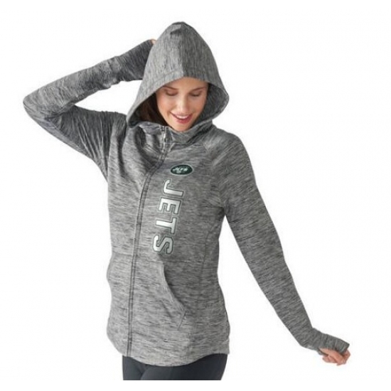 NFL New York Jets G III 4Her by Carl Banks Womens Recovery Full Zip Hoodie Heathered Gray NFL New York Jets G III 4Her by Carl Banks Womens Recovery Full Zip Hoodie Heathered Gray