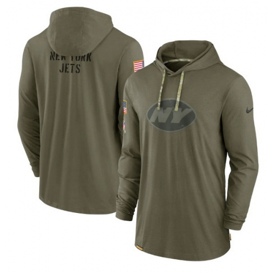 Men New York Jets 2022 Olive Salute To Service Tonal Pullover Hoodie Men New York Jets 2022 Olive Salute To Service Tonal Pullover Hoodie