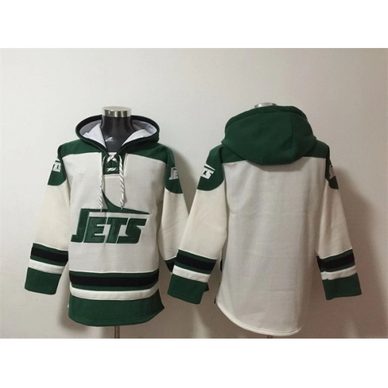 Men New York Jets Blank White Ageless Must Have Lace Up Pullover Hoodie Men New York Jets Blank White Ageless Must Have Lace Up Pullover Hoodie