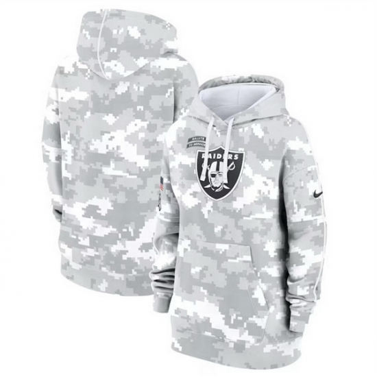 Women Las Vegas Raiders 2024 Arctic Camo Salute To Service Club Fleece Pullover Hoodie Women Las Vegas Raiders 2024 Arctic Camo Salute To Service Club Fleece Pullover Hoodie
