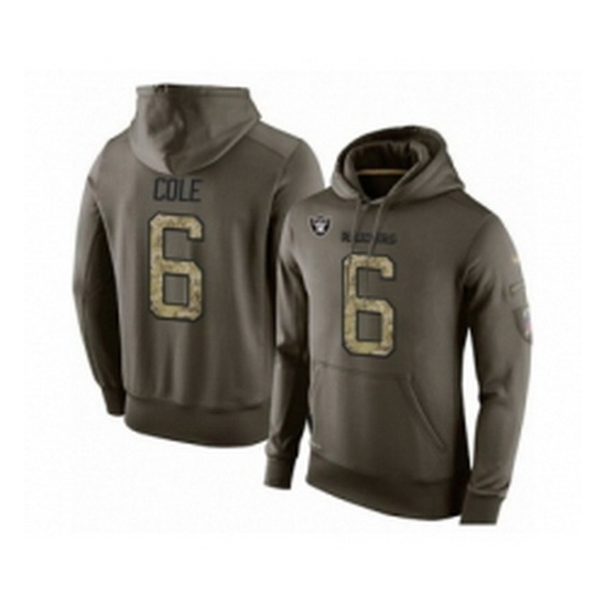 Football Mens Oakland Raiders 6 AJ Cole Green Salute To Service Pullover Hoodie Football Mens Oakland Raiders 6 AJ Cole Green Salute To Service Pullover Hoodie