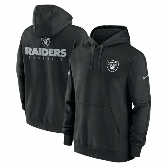 Men Las Vegas Raiders Black Sideline Club Fleece Pullover Hoodie Men Las Vegas Raiders Black Sideline Club Fleece Pullover Hoodie