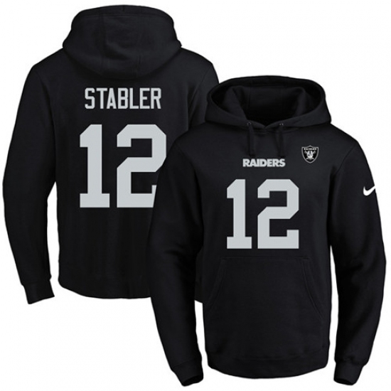NFL Mens Nike Oakland Raiders 12 Kenny Stabler Black Name Number Pullover Hoodie NFL Mens Nike Oakland Raiders 12 Kenny Stabler Black Name Number Pullover Hoodie