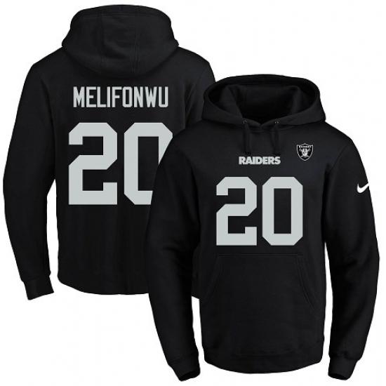 NFL Mens Nike Oakland Raiders 20 Obi Melifonwu Black Name Number Pullover Hoodie NFL Mens Nike Oakland Raiders 20 Obi Melifonwu Black Name Number Pullover Hoodie