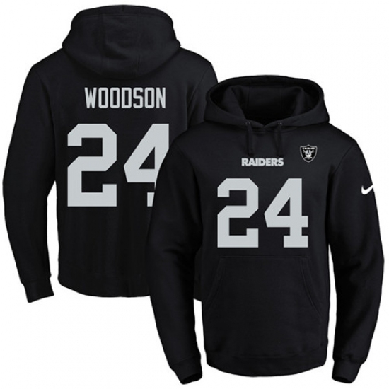NFL Mens Nike Oakland Raiders 24 Charles Woodson Black Name Number Pullover Hoodie NFL Mens Nike Oakland Raiders 24 Charles Woodson Black Name Number Pullover Hoodie