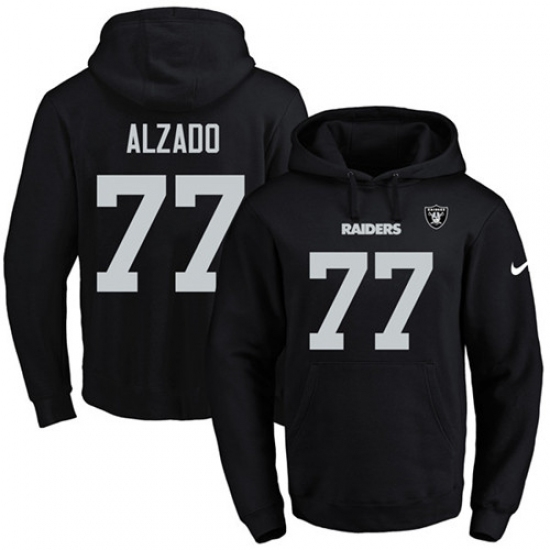 NFL Mens Nike Oakland Raiders 77 Lyle Alzado Black Name Number Pullover Hoodie NFL Mens Nike Oakland Raiders 77 Lyle Alzado Black Name Number Pullover Hoodie