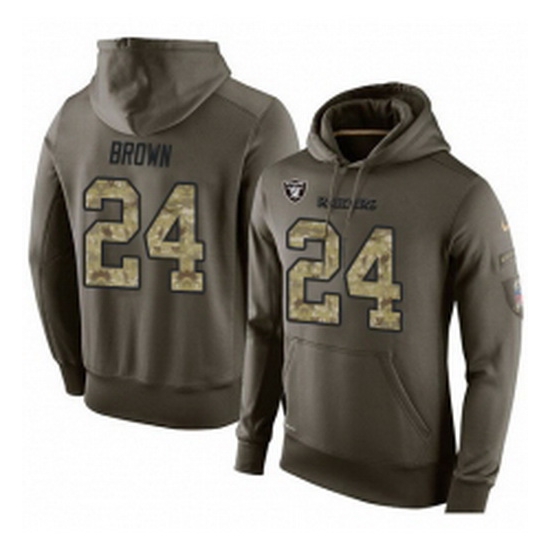 NFL Nike Oakland Raiders 24 Willie Brown Green Salute To Service Mens Pullover Hoodie NFL Nike Oakland Raiders 24 Willie Brown Green Salute To Service Mens Pullover Hoodie