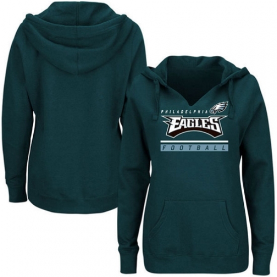 NFL Philadelphia Eagles Majestic Womens Self Determination Pullover Hoodie Midnight Green NFL Philadelphia Eagles Majestic Womens Self Determination Pullover Hoodie Midnight Green