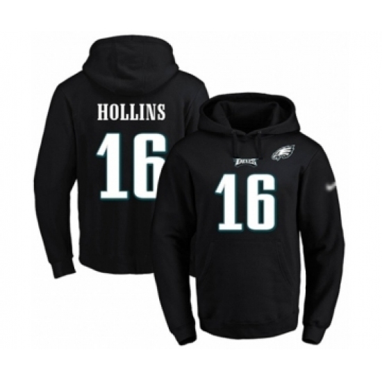 Football Mens Philadelphia Eagles 16 Mack Hollins Black Name Number Pullover Hoodie Football Mens Philadelphia Eagles 16 Mack Hollins Black Name Number Pullover Hoodie