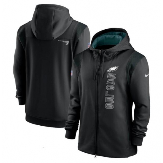 Men Nike Philadelphia Eagles Nike Black Sideline Team Full-Zip Hoodie Men Nike Philadelphia Eagles Nike Black Sideline Team Full-Zip Hoodie