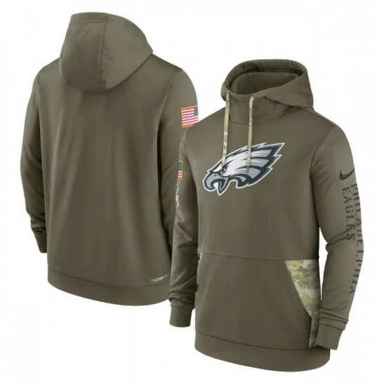 Men Philadelphia Eagles 2022 Olive Salute To Service Therma Performance Pullover Hoodie Men Philadelphia Eagles 2022 Olive Salute To Service Therma Performance Pullover Hoodie