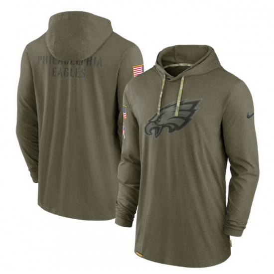 Men Philadelphia Eagles 2022 Olive Salute To Service Tonal Pullover Hoodie Men Philadelphia Eagles 2022 Olive Salute To Service Tonal Pullover Hoodie