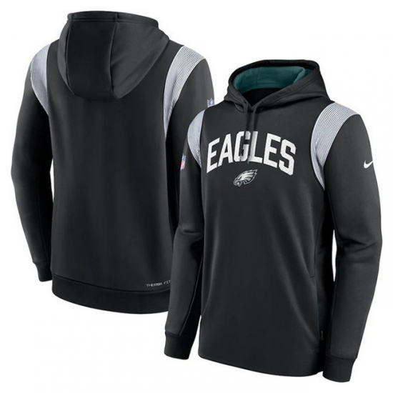Men Philadelphia Eagles Black Sideline Stack Performance Pullover Hoodie 001 Men Philadelphia Eagles Black Sideline Stack Performance Pullover Hoodie 001