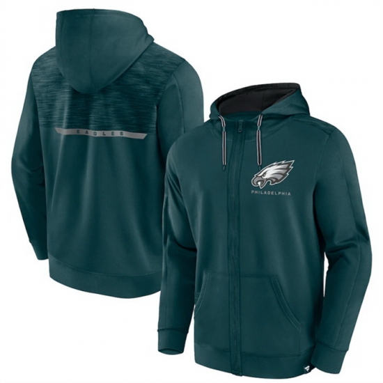 Men Philadelphia Eagles Green Defender Evo Full Zip Hoodie Men Philadelphia Eagles Green Defender Evo Full Zip Hoodie