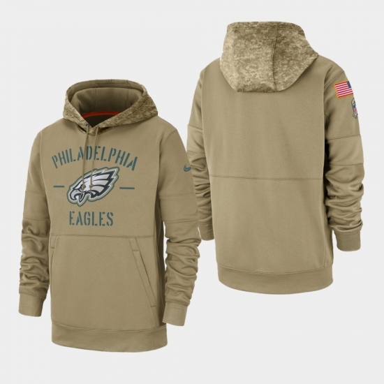 Mens Philadelphia Eagles Tan 2019 Salute to Service Sideline Therma Pullover Hoodie Mens Philadelphia Eagles Tan 2019 Salute to Service Sideline Therma Pullover Hoodie