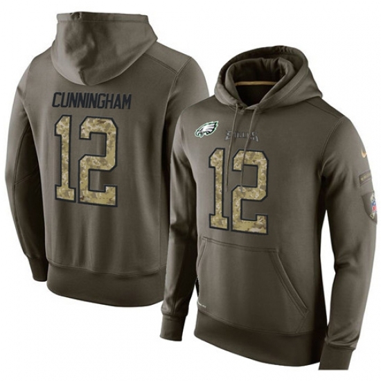 NFL Nike Philadelphia Eagles 12 Randall Cunningham Green Salute To Service Mens Pullover Hoodie NFL Nike Philadelphia Eagles 12 Randall Cunningham Green Salute To Service Mens Pullover Hoodie