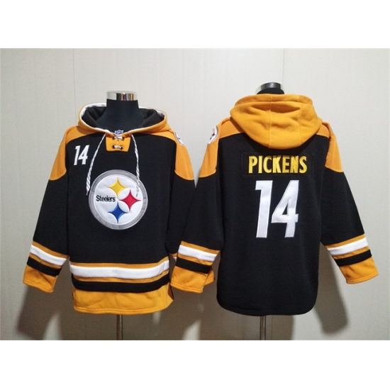 Men Pittsburgh Steelers 14 George Pickens Black Ageless Must Have Lace Up Pullover Hoodie Men Pittsburgh Steelers 14 George Pickens Black Ageless Must Have Lace Up Pullover Hoodie