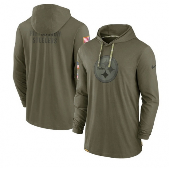Men Pittsburgh Steelers 2022 Olive Salute To Service Tonal Pullover Hoodie Men Pittsburgh Steelers 2022 Olive Salute To Service Tonal Pullover Hoodie