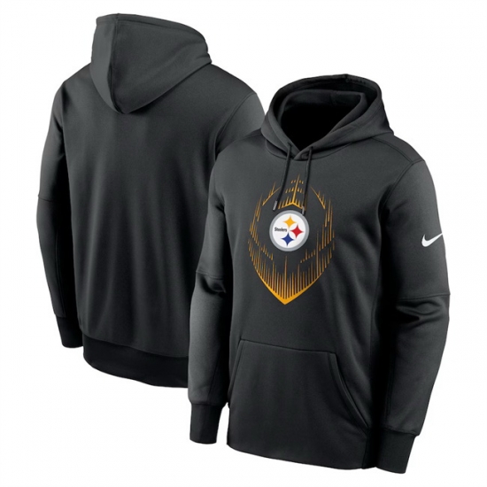Men Pittsburgh Steelers Black Icon Performance Pullover Hoodie Men Pittsburgh Steelers Black Icon Performance Pullover Hoodie