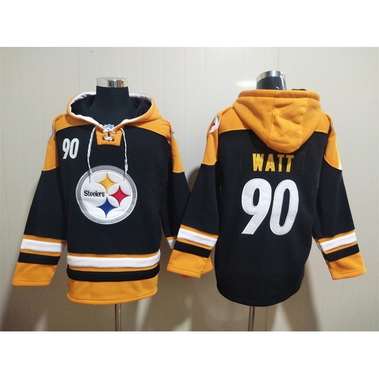 NFL Men Pittsburgh Steelers 90 T J Watt Stitched Hoodie II NFL Men Pittsburgh Steelers 90 T J Watt Stitched Hoodie II