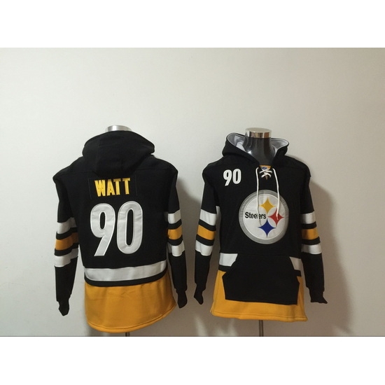 NFL Men Pittsburgh Steelers 90 T J Watt Stitched Hoodie NFL Men Pittsburgh Steelers 90 T J Watt Stitched Hoodie