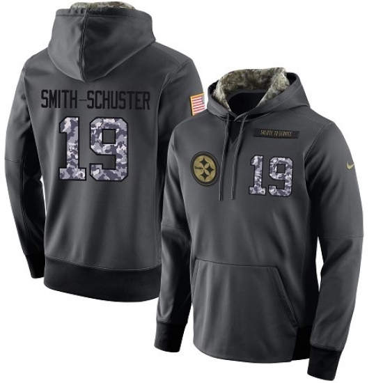 NFL Mens Nike Pittsburgh Steelers 19 JuJu Smith Schuster Stitched Black Anthracite Salute to Service Player Performance Hoodie NFL Mens Nike Pittsburgh Steelers 19 JuJu Smith Schuster Stitched Black Anthracite Salute to Service Player Performance Hoodie