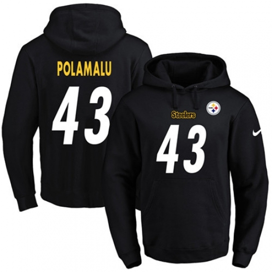NFL Mens Nike Pittsburgh Steelers 43 Troy Polamalu Black Name Number Pullover Hoodie NFL Mens Nike Pittsburgh Steelers 43 Troy Polamalu Black Name Number Pullover Hoodie