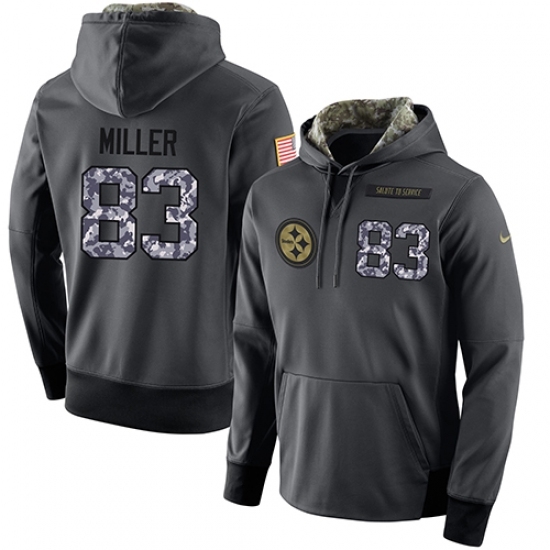 NFL Mens Nike Pittsburgh Steelers 83 Heath Miller Stitched Black Anthracite Salute to Service Player Performance Hoodie NFL Mens Nike Pittsburgh Steelers 83 Heath Miller Stitched Black Anthracite Salute to Service Player Performance Hoodie