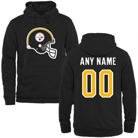 NFL Pittsburgh Steelers Black Custom Name Number Helmet Pullover Hoodie NFL Pittsburgh Steelers Black Custom Name Number Helmet Pullover Hoodie