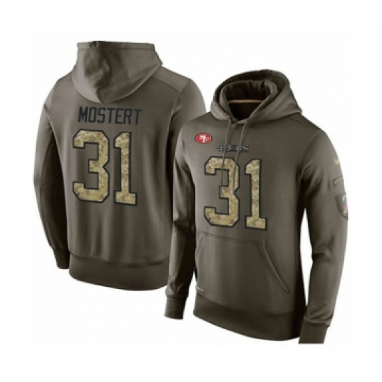 Football Mens San Francisco 49ers 31 Raheem Mostert Green Salute To Service Pullover Hoodie Football Mens San Francisco 49ers 31 Raheem Mostert Green Salute To Service Pullover Hoodie