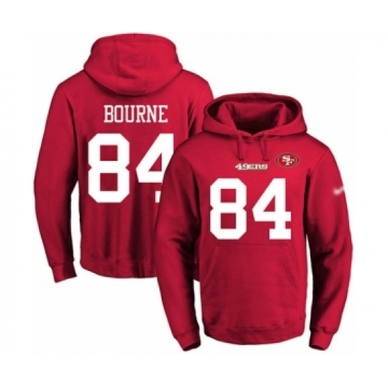 Football Mens San Francisco 49ers 84 Kendrick Bourne Red Name Number Pullover Hoodie Football Mens San Francisco 49ers 84 Kendrick Bourne Red Name Number Pullover Hoodie