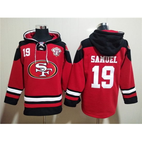 Men San Francisco 49ers 19 Deebo Samuel Red Ageless Must Have Lace Up Pullover Hoodie Men San Francisco 49ers 19 Deebo Samuel Red Ageless Must Have Lace Up Pullover Hoodie