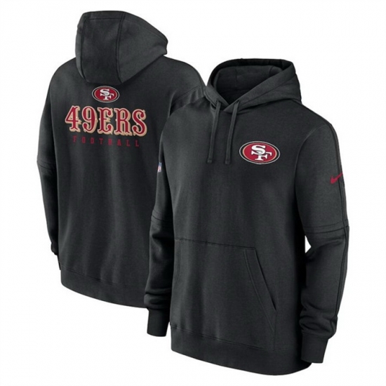 Men San Francisco 49ers Black Sideline Club Fleece Pullover Hoodie Men San Francisco 49ers Black Sideline Club Fleece Pullover Hoodie