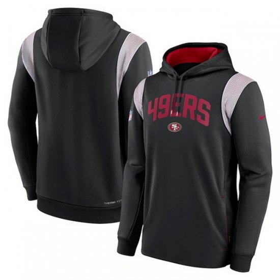 Men San Francisco 49ers Black Sideline Stack Performance Pullover Hoodie 001 Men San Francisco 49ers Black Sideline Stack Performance Pullover Hoodie 001