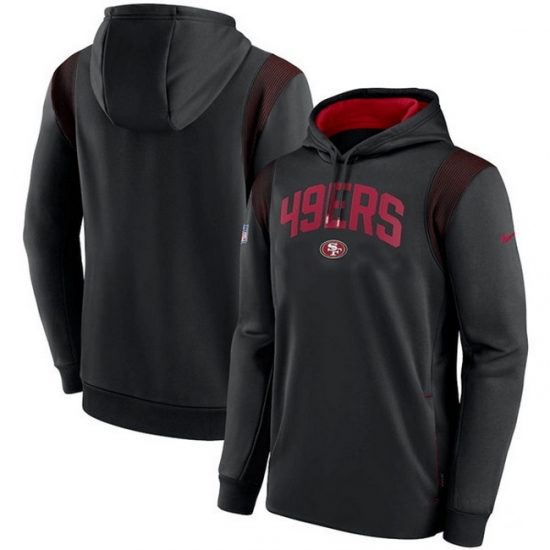 Men San Francisco 49ers Black Sideline Stack Performance Pullover Hoodie 002 Men San Francisco 49ers Black Sideline Stack Performance Pullover Hoodie 002