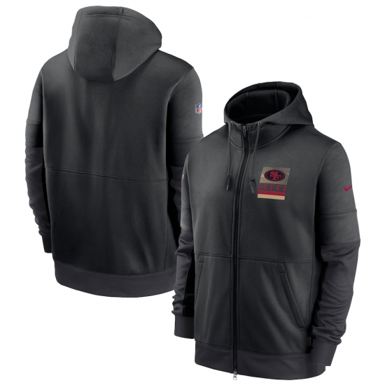 Men San Francisco 49ers New 2020 Nike Gray Black Fan Gear Mascot Performance Full Zip Hoodie Men San Francisco 49ers New 2020 Nike Gray Black Fan Gear Mascot Performance Full Zip Hoodie