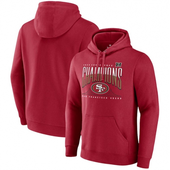 Men San Francisco 49ers Scarlet 2023 NFC Champions Hometown Pullover Hoodie Men San Francisco 49ers Scarlet 2023 NFC Champions Hometown Pullover Hoodie
