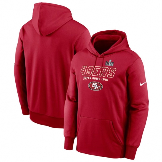Men San Francisco 49ers Scarlet Super Bowl LVIII Iconic Pullover Hoodie Men San Francisco 49ers Scarlet Super Bowl LVIII Iconic Pullover Hoodie
