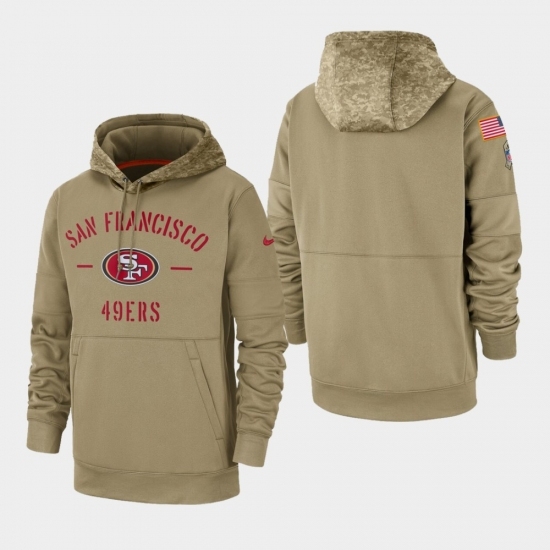 Mens San Francisco 49ers Tan 2019 Salute to Service Sideline Therma Pullover Hoodie Mens San Francisco 49ers Tan 2019 Salute to Service Sideline Therma Pullover Hoodie