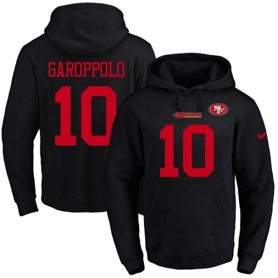 NFL Mens Nike San Francisco 49ers 10 Jimmy Garoppolo Black Name Number Pullover Hoodie NFL Mens Nike San Francisco 49ers 10 Jimmy Garoppolo Black Name Number Pullover Hoodie