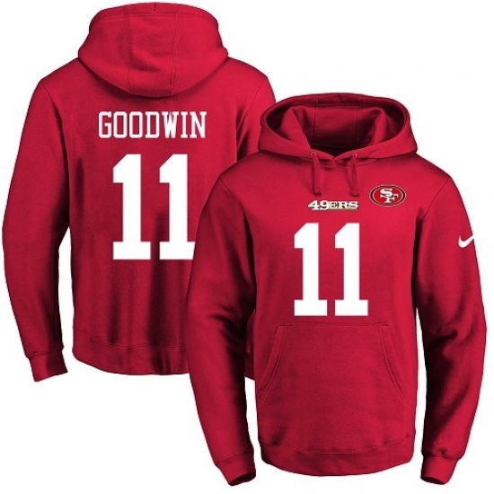 NFL Mens Nike San Francisco 49ers 11 Marquise Goodwin Red Name Number Pullover Hoodie NFL Mens Nike San Francisco 49ers 11 Marquise Goodwin Red Name Number Pullover Hoodie