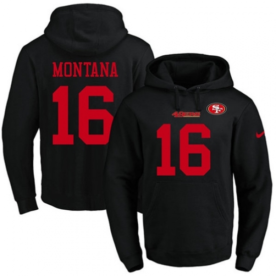 NFL Mens Nike San Francisco 49ers 16 Joe Montana Black Name Number Pullover Hoodie NFL Mens Nike San Francisco 49ers 16 Joe Montana Black Name Number Pullover Hoodie