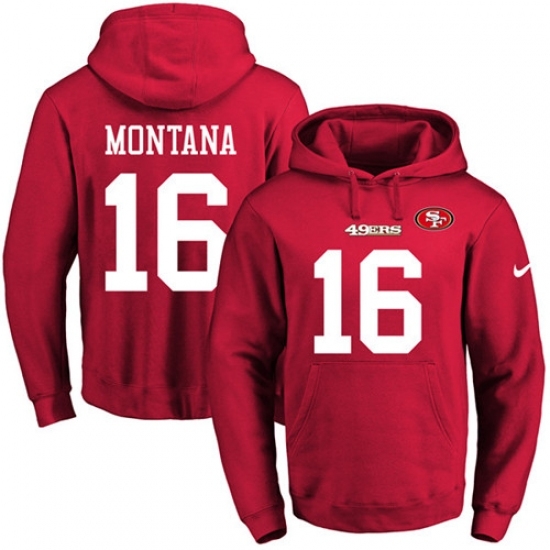 NFL Mens Nike San Francisco 49ers 16 Joe Montana Red Name Number Pullover Hoodie NFL Mens Nike San Francisco 49ers 16 Joe Montana Red Name Number Pullover Hoodie