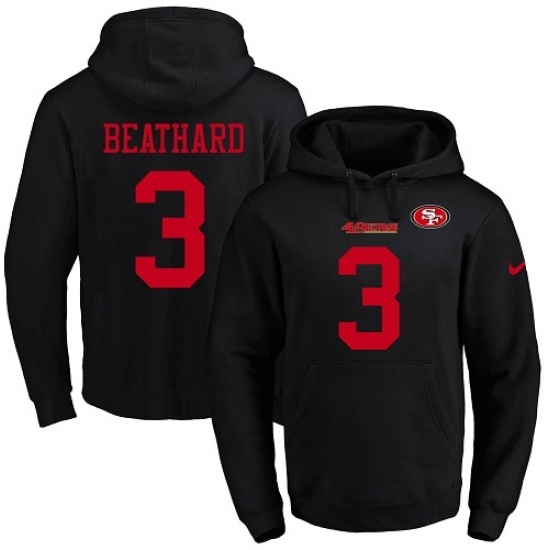 NFL Mens Nike San Francisco 49ers 3 C J Beathard Black Name Number Pullover Hoodie NFL Mens Nike San Francisco 49ers 3 C J Beathard Black Name Number Pullover Hoodie