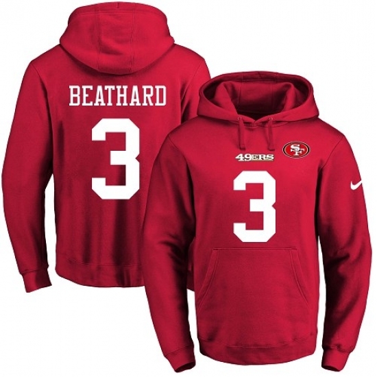 NFL Mens Nike San Francisco 49ers 3 C J Beathard Red Name Number Pullover Hoodie NFL Mens Nike San Francisco 49ers 3 C J Beathard Red Name Number Pullover Hoodie