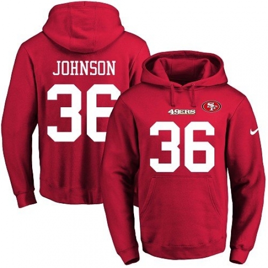 NFL Mens Nike San Francisco 49ers 36 Dontae Johnson Red Name Number Pullover Hoodie NFL Mens Nike San Francisco 49ers 36 Dontae Johnson Red Name Number Pullover Hoodie
